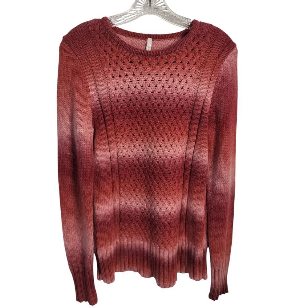 3155)Leo & Nicole Wool Blend Pullover Knitted Ombre Red Stripe Sweater Medium